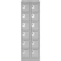 Clean Line Lockerette, 6 -tier, Bank of 2, 24" x 18" x 82", Steel, Grey, Rivet (Assembled) Fastek