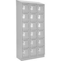 Clean Line Lockerette, 6 -tier, Bank of 3, 36" x 18" x 82", Steel, Grey, Rivet (Assembled) Fastek