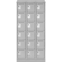 Clean Line Lockerette, 6 -tier, Bank of 3, 36" x 18" x 82", Steel, Grey, Rivet (Assembled) Fastek