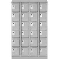 Clean Line Lockerette, 6 -tier, Bank of 4, 48" x 18" x 82", Steel, Grey, Rivet (Assembled) Fastek