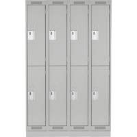 Casiers Clean Line, 2 niveaux, Bloc de 4, 48" x 18" x 76", Acier, Gris, Rivet (assembl&eacute;) Fastek