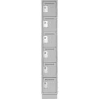 Clean Line Lockerette, 6 -tier, 12" x 18" x 76", Steel, Grey, Rivet (Assembled) Fastek