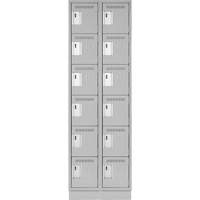 Clean Line Lockerette, 6 -tier, Bank of 2, 24" x 18" x 76", Steel, Grey, Rivet (Assembled) Fastek