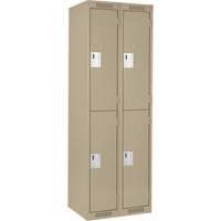 Casiers Clean Line, 2 niveaux, Bloc de 2, 24" x 18" x 72", Acier, Beige, Rivet (assembl&eacute;) Fastek