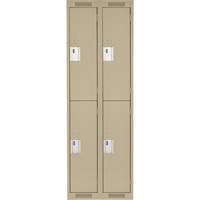 Casiers Clean Line, 2 niveaux, Bloc de 2, 24" x 18" x 72", Acier, Beige, Rivet (assembl&eacute;) Fastek