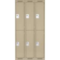 Clean Line Lockers, 2 -tier, Bank of 3, 36" x 18" x 72", Steel, Beige, Rivet (Assembled) Fastek