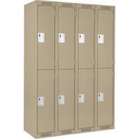 Clean Line Lockers, 2 -tier, Bank of 4, 48" x 18" x 72", Steel, Beige, Rivet (Assembled) Fastek