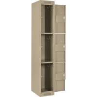 Casiers Clean Line, 3 niveaux, Bloc de 4, 48" x 18" x 72", Acier, Beige, Rivet (assembl&eacute;) Fastek
