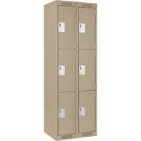 Casiers Clean Line, 3 niveaux, Bloc de 2, 24" x 18" x 72", Acier, Beige, Rivet (assembl&eacute;) Fastek