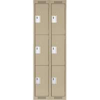 Casiers Clean Line, 3 niveaux, Bloc de 2, 24" x 18" x 72", Acier, Beige, Rivet (assembl&eacute;) Fastek