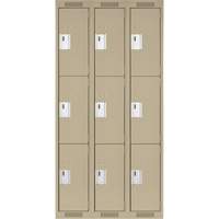 Casiers Clean Line, 3 niveaux, Bloc de 3, 36" x 18" x 72", Acier, Beige, Rivet (assembl&eacute;) Fastek