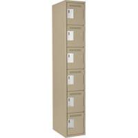 Petits casiers Clean Line, 6 niveaux, 12" x 18" x 72", Acier, Beige, Rivet (assembl&eacute;) Fastek