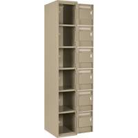 Clean Line Lockerette, 6 -tier, Bank of 4, 48" x 18" x 72", Steel, Beige, Rivet (Assembled) Fastek