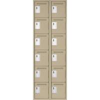 Clean Line Lockerette, 6 -tier, Bank of 2, 24" x 18" x 72", Steel, Beige, Rivet (Assembled) Fastek