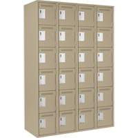 Clean Line Lockerette, 6 -tier, Bank of 4, 48" x 18" x 72", Steel, Beige, Rivet (Assembled) Fastek