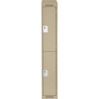 Clean Line Lockers, 2 -tier, 12" x 18" x 78", Steel, Beige, Rivet (Assembled) Fastek