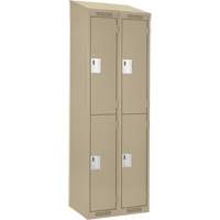 Casiers Clean Line, 2 niveaux, Bloc de 2, 24" x 18" x 78", Acier, Beige, Rivet (assembl&eacute;) Fastek