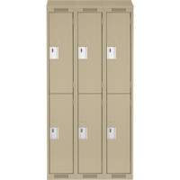 Clean Line Lockers, 2 -tier, Bank of 3, 36" x 18" x 78", Steel, Beige, Rivet (Assembled) Fastek