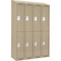 Casiers Clean Line, 2 niveaux, Bloc de 4, 48" x 18" x 78", Acier, Beige, Rivet (assembl&eacute;) Fastek