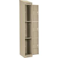 Casiers Clean Line, 3 niveaux, Bloc de 4, 48" x 18" x 78", Acier, Beige, Rivet (assembl&eacute;) Fastek