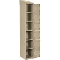 Petits casiers Clean Line, 6 niveaux, Bloc de 4, 48" x 18" x 78", Acier, Beige, Rivet (assembl&eacute;) Fastek
