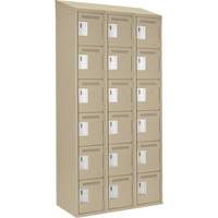 Petits casiers Clean Line, 6 niveaux, Bloc de 3, 36" x 18" x 78", Acier, Beige, Rivet (assembl&eacute;) Fastek
