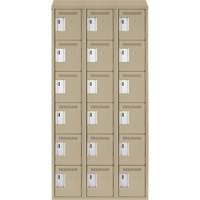 Petits casiers Clean Line, 6 niveaux, Bloc de 3, 36" x 18" x 78", Acier, Beige, Rivet (assembl&eacute;) Fastek