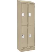 Clean Line Lockers, 2 -tier, Bank of 2, 24" x 18" x 82", Steel, Beige, Rivet (Assembled) Fastek