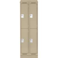 Clean Line Lockers, 2 -tier, Bank of 2, 24" x 18" x 82", Steel, Beige, Rivet (Assembled) Fastek