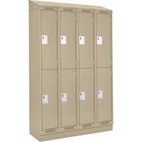 Clean Line Lockers, 2 -tier, Bank of 4, 48" x 18" x 82", Steel, Beige, Rivet (Assembled) Fastek
