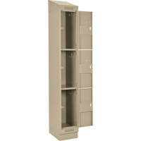 Casiers Clean Line, 3 niveaux, Bloc de 4, 48" x 18" x 82", Acier, Beige, Rivet (assembl&eacute;) Fastek