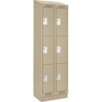 Casiers Clean Line, 3 niveaux, Bloc de 2, 24" x 18" x 82", Acier, Beige, Rivet (assembl&eacute;) Fastek