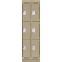 Casiers Clean Line, 3 niveaux, Bloc de 2, 24" x 18" x 82", Acier, Beige, Rivet (assembl&eacute;) Fastek