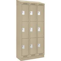 Casiers Clean Line, 3 niveaux, Bloc de 3, 36" x 18" x 82", Acier, Beige, Rivet (assembl&eacute;) Fastek