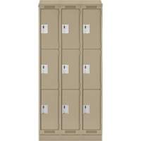 Casiers Clean Line, 3 niveaux, Bloc de 3, 36" x 18" x 82", Acier, Beige, Rivet (assembl&eacute;) Fastek
