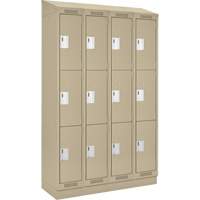 Casiers Clean Line, 3 niveaux, Bloc de 4, 48" x 18" x 82", Acier, Beige, Rivet (assembl&eacute;) Fastek