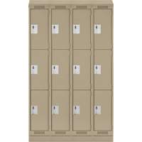 Casiers Clean Line, 3 niveaux, Bloc de 4, 48" x 18" x 82", Acier, Beige, Rivet (assembl&eacute;) Fastek