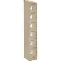 Clean Line Lockerette , 6 -tier, 12" x 18" x 82", Steel, Beige, Rivet (Assembled) Fastek