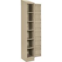Clean Line Lockerette , 6 -tier, Bank of 4, 48" x 18" x 82", Steel, Beige, Rivet (Assembled) Fastek