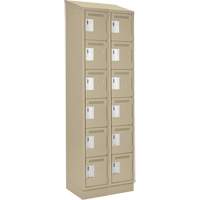 Clean Line Lockerette , 6 -tier, Bank of 2, 24" x 18" x 82", Steel, Beige, Rivet (Assembled) Fastek