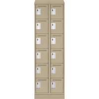 Clean Line Lockerette , 6 -tier, Bank of 2, 24" x 18" x 82", Steel, Beige, Rivet (Assembled) Fastek