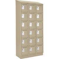 Petits casiers Clean Line, 6 niveaux, Bloc de 3, 36" x 18" x 82", Acier, Beige, Rivet (assembl&eacute;) Fastek