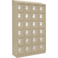 Clean Line Lockerette , 6 -tier, Bank of 4, 48" x 18" x 82", Steel, Beige, Rivet (Assembled) Fastek