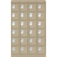 Clean Line Lockerette , 6 -tier, Bank of 4, 48" x 18" x 82", Steel, Beige, Rivet (Assembled) Fastek