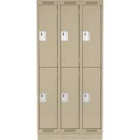 Casiers Clean Line, 2 niveaux, Bloc de 3, 36" x 18" x 76", Acier, Beige, Rivet (assembl&eacute;) Fastek