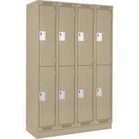 Clean Line Lockers, 2 -tier, Bank of 4, 48" x 18" x 76", Steel, Beige, Rivet (Assembled) Fastek