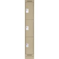 Casiers Clean Line, 3 niveaux, 12" x 18" x 76", Acier, Beige, Rivet (assembl&eacute;) Fastek