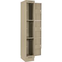 Clean Line Lockers, 3 -tier, Bank of 4, 48" x 18" x 76", Steel, Beige, Rivet (Assembled) Fastek