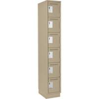 Petits casiers Clean Line, 6 niveaux, 12" x 18" x 76", Acier, Beige, Rivet (assembl&eacute;) Fastek