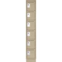 Petits casiers Clean Line, 6 niveaux, 12" x 18" x 76", Acier, Beige, Rivet (assembl&eacute;) Fastek